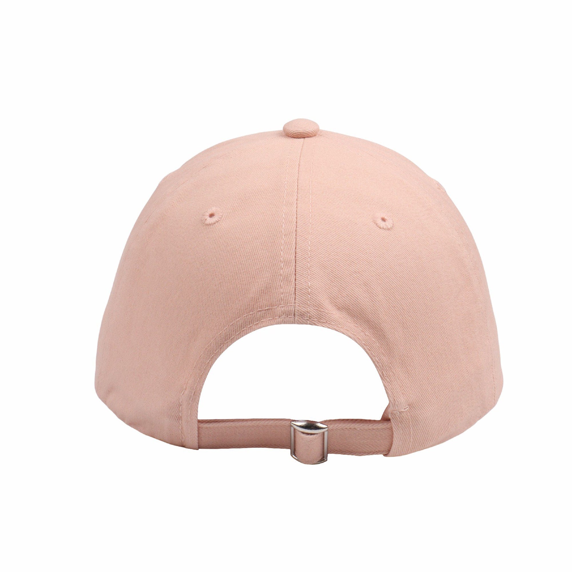 May include: A pink baseball cap with a buckle closure
